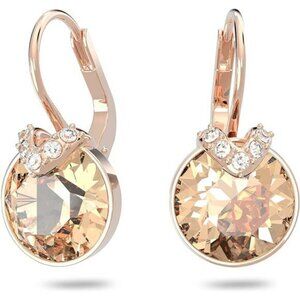 Rose gold crystal drop earrings pink clear round dangle earrings for women